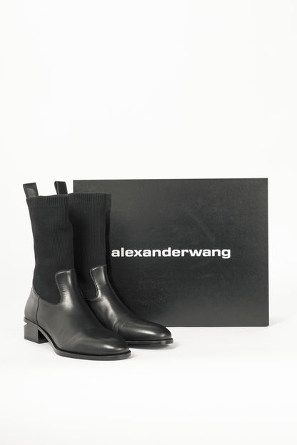 Alexander Wang Kane Black Leather Sock Boots