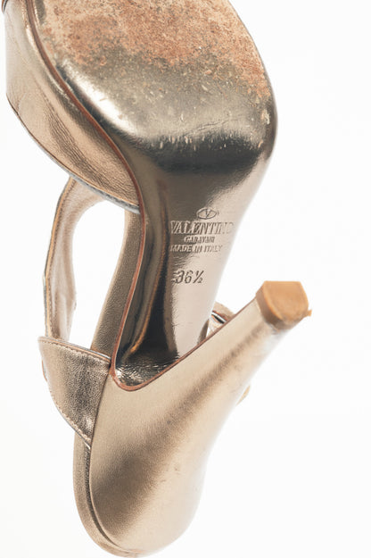 Valentino Garavani SS09 Runway Metallic Gold T-Strap Leather Sandals