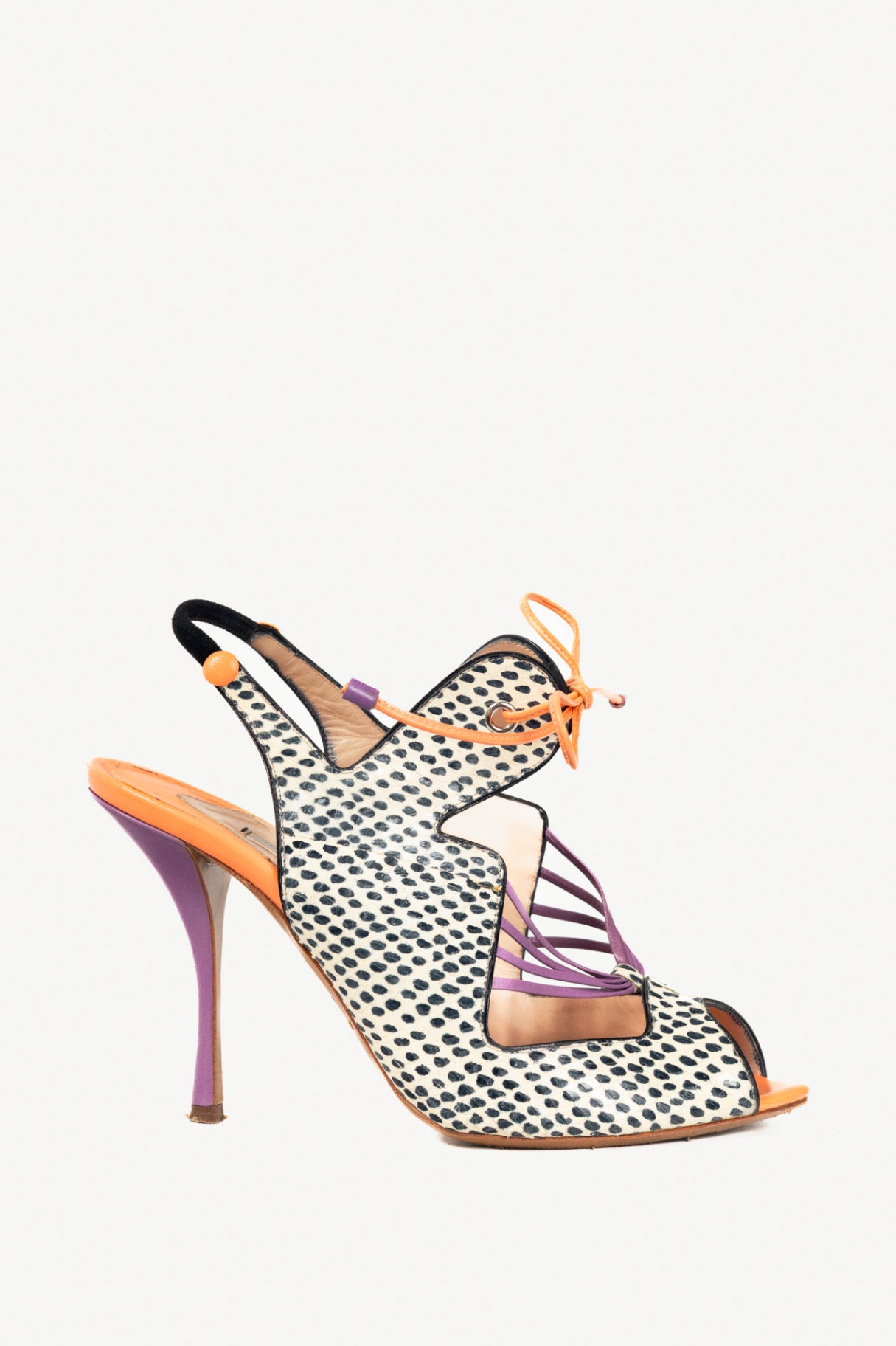 Nicholas Kirkwood PS13 White & Black Dotted Elaphe Sandals