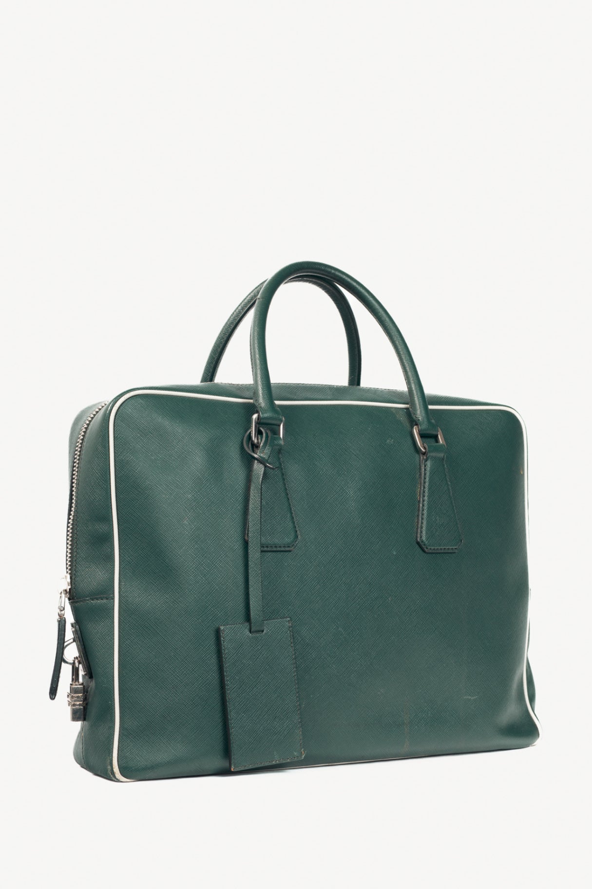 Prada Green Saffiano Leather Briefcase