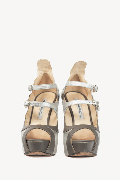Brian Atwood Asia Argento Nappa Silk Platform Sandals