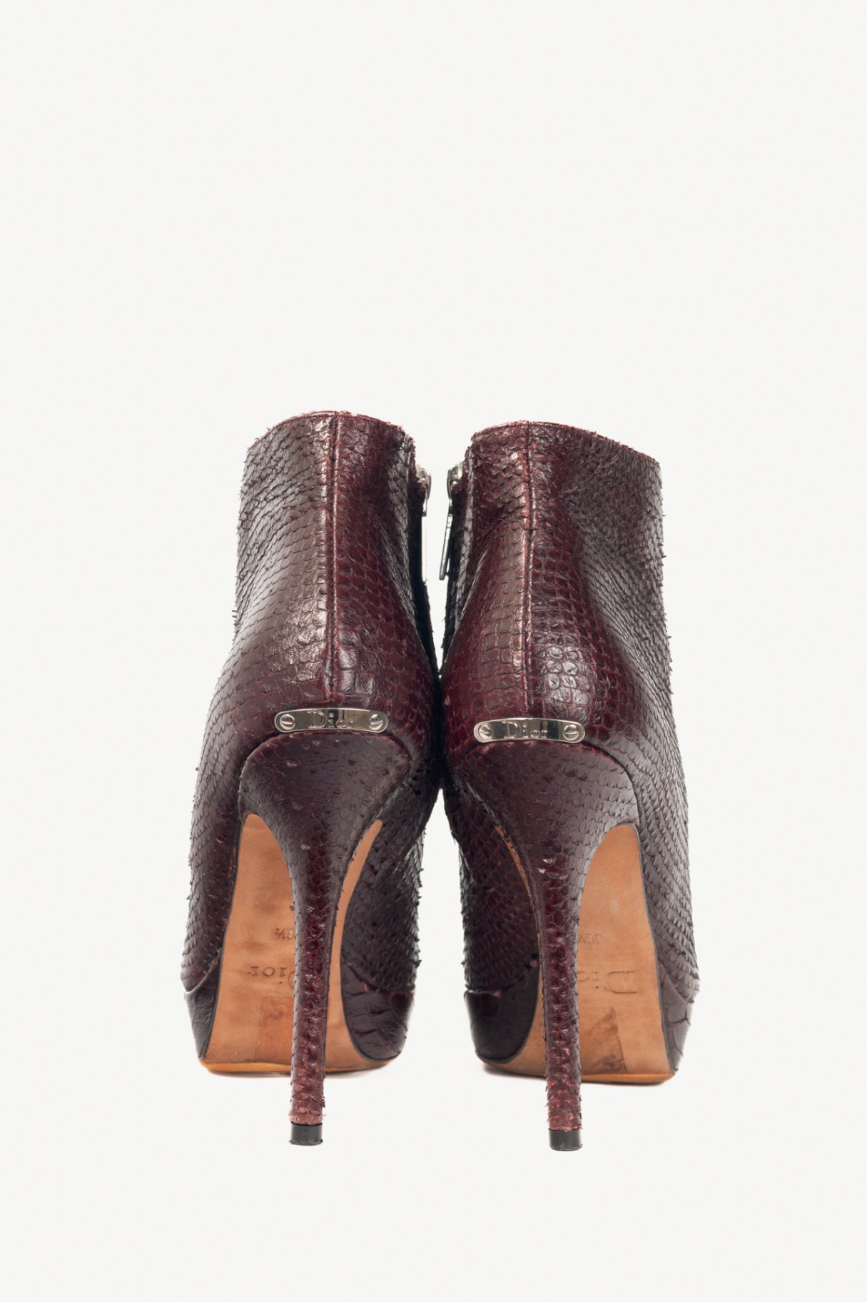 Christian Dior Burgundy Snakeskin Platform Booties