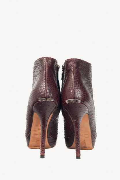 Christian Dior Burgundy Snakeskin Platform Booties