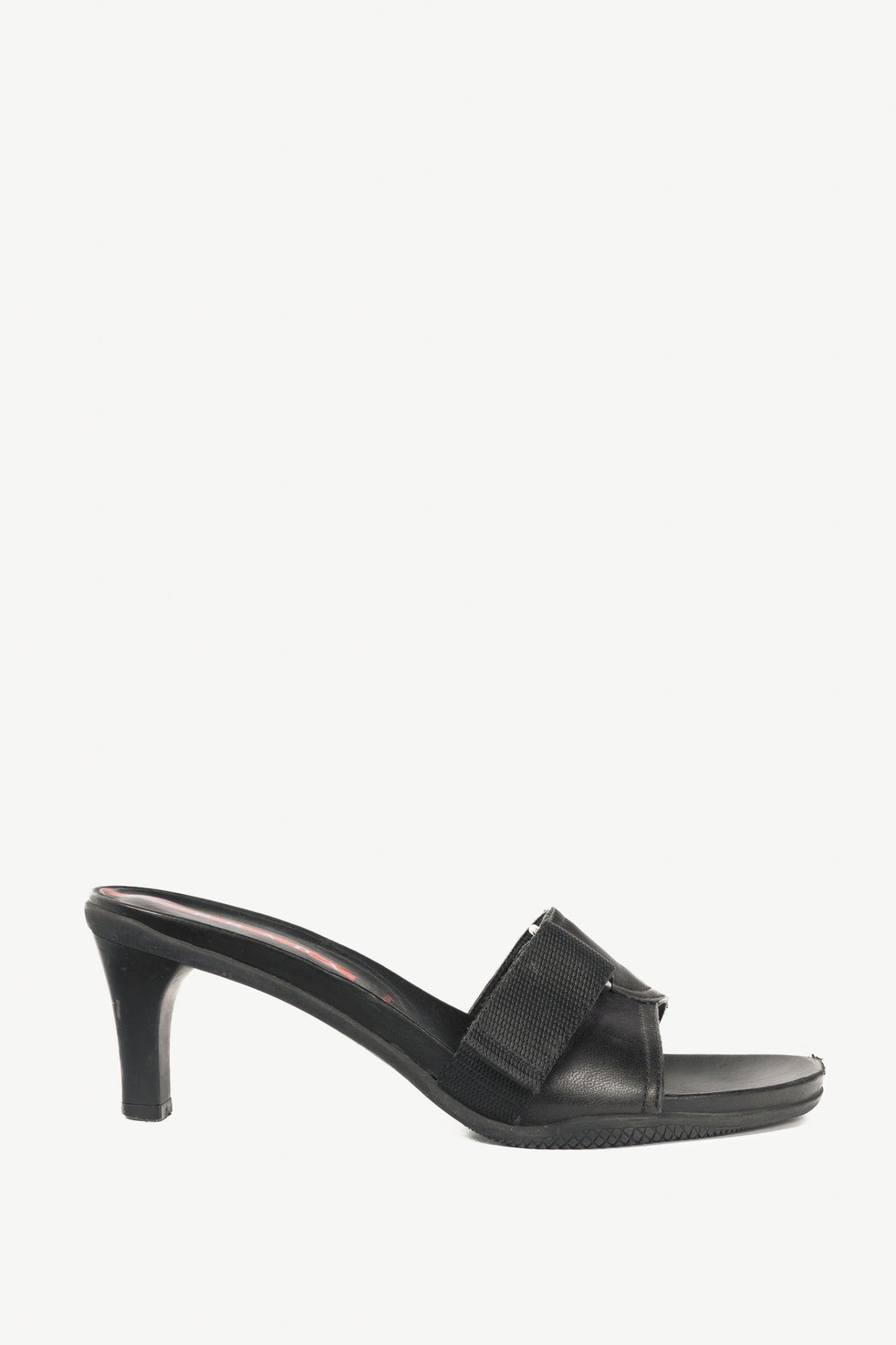 Prada Sport Black Leather Mule Sandals