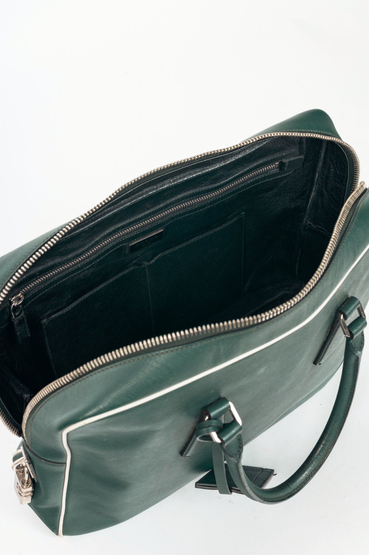 Prada Green Saffiano Leather Briefcase