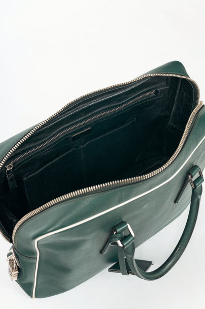 Prada Green Saffiano Leather Briefcase
