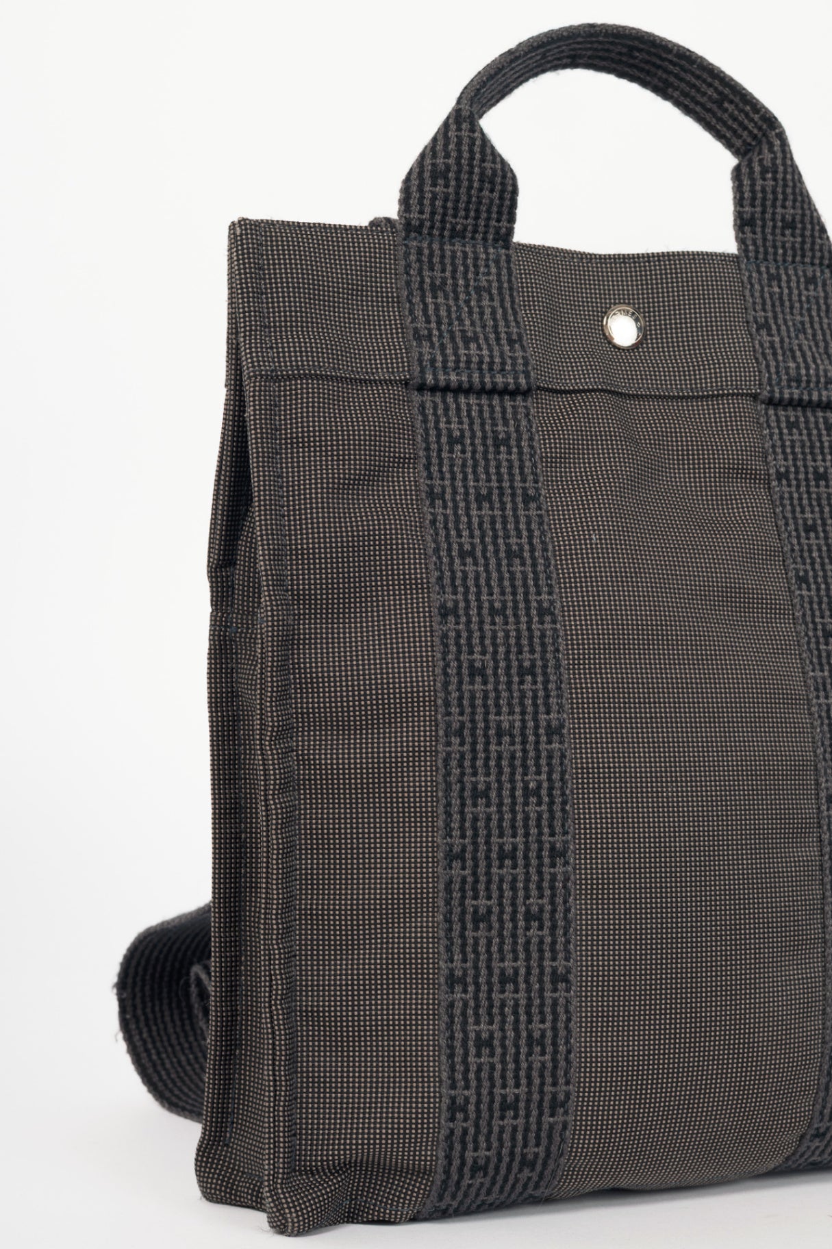 Hermes Herline Graphite Canvas H-Tape Backpack