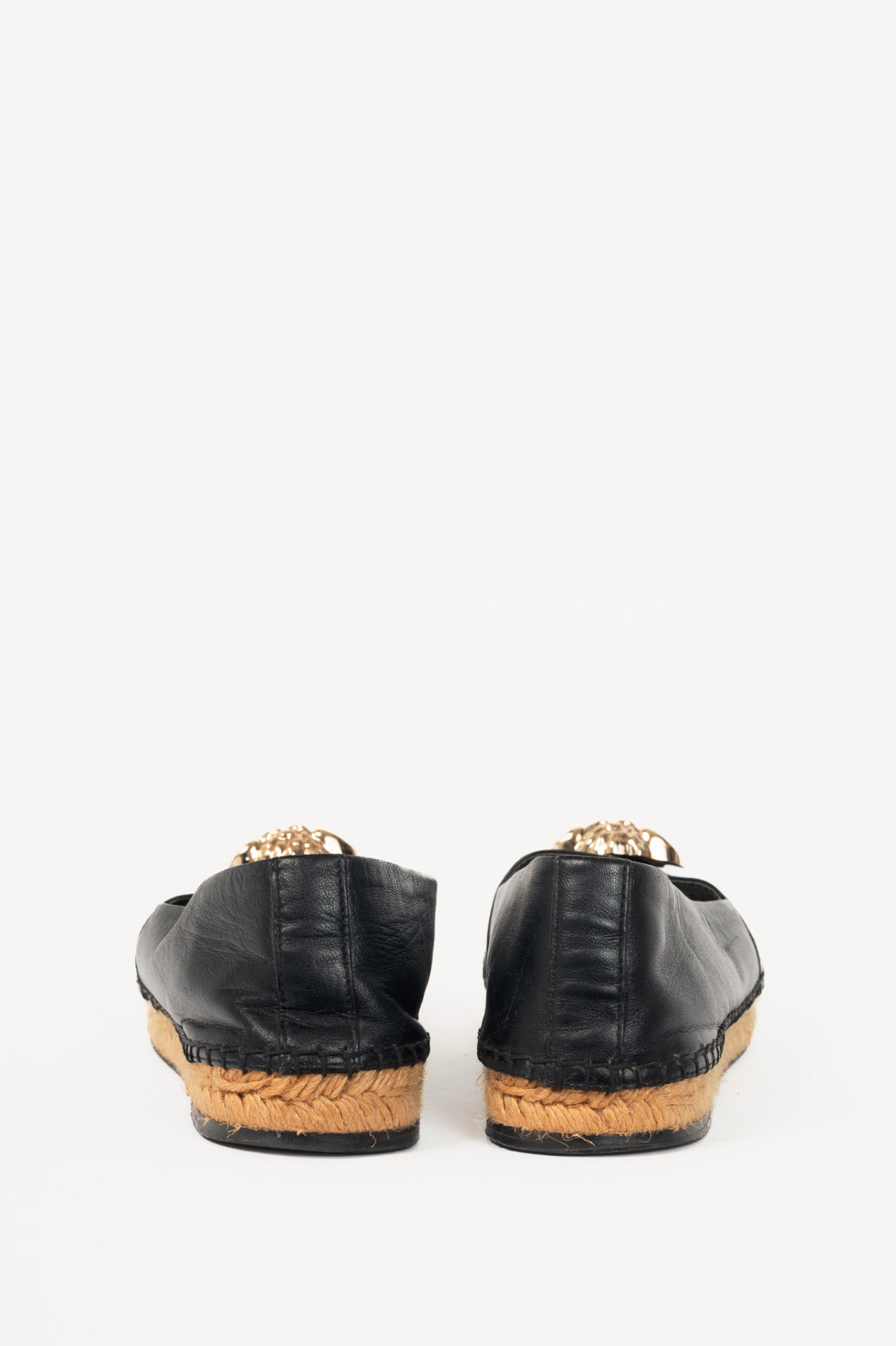 Versace Black Leather Medusa Espadrilles