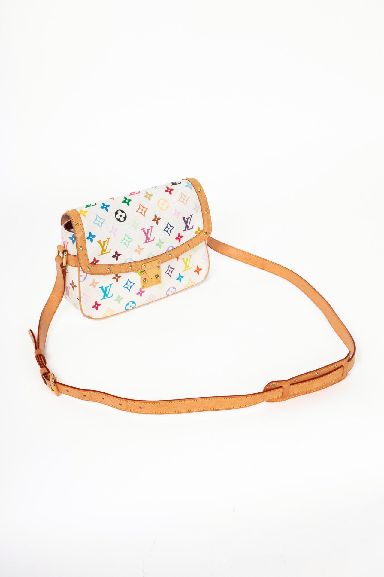 Louis Vuitton Sologne White Multicolore Monogram Studded Crossbody