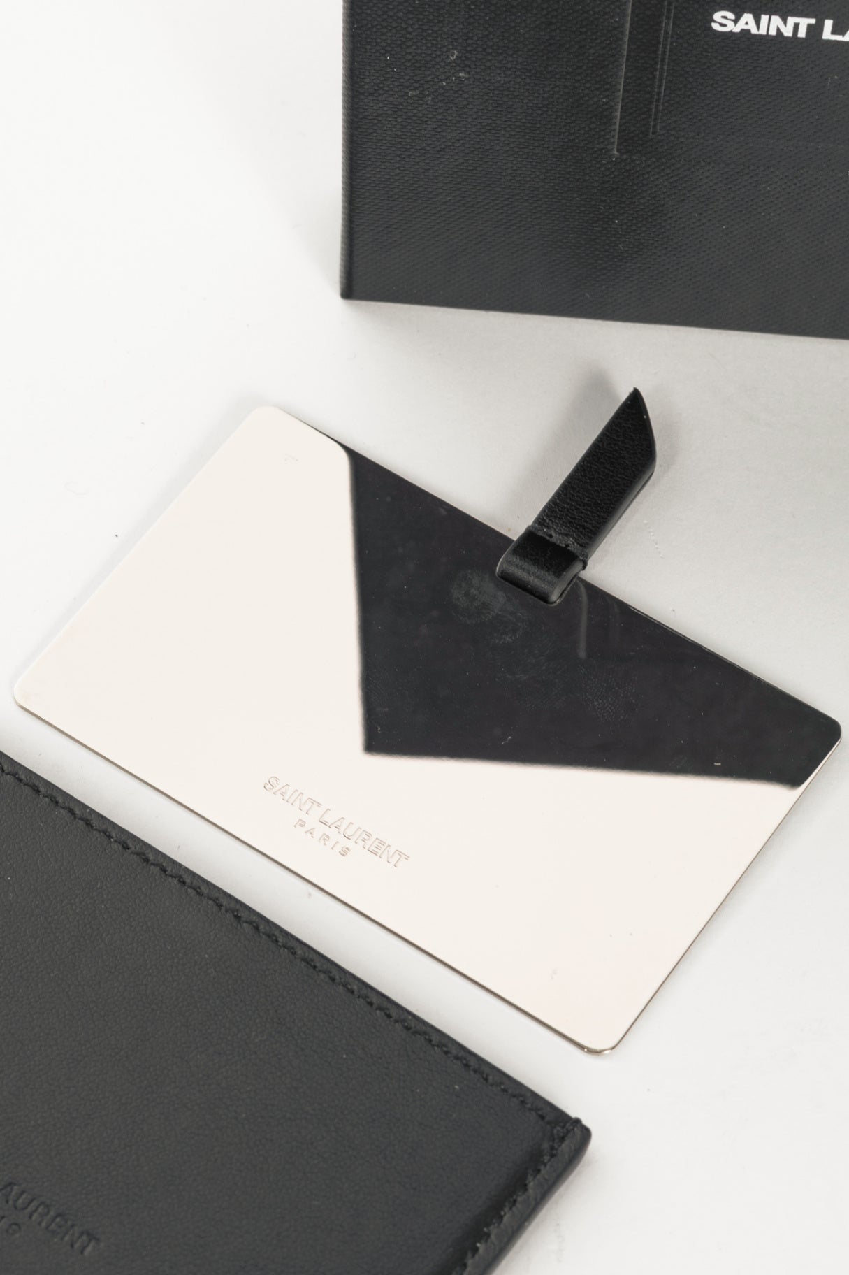 Saint Laurent Black Smooth Calfskin "For You" Card Case & Mirror
