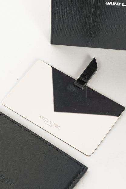 Saint Laurent Black Smooth Calfskin "For You" Card Case & Mirror