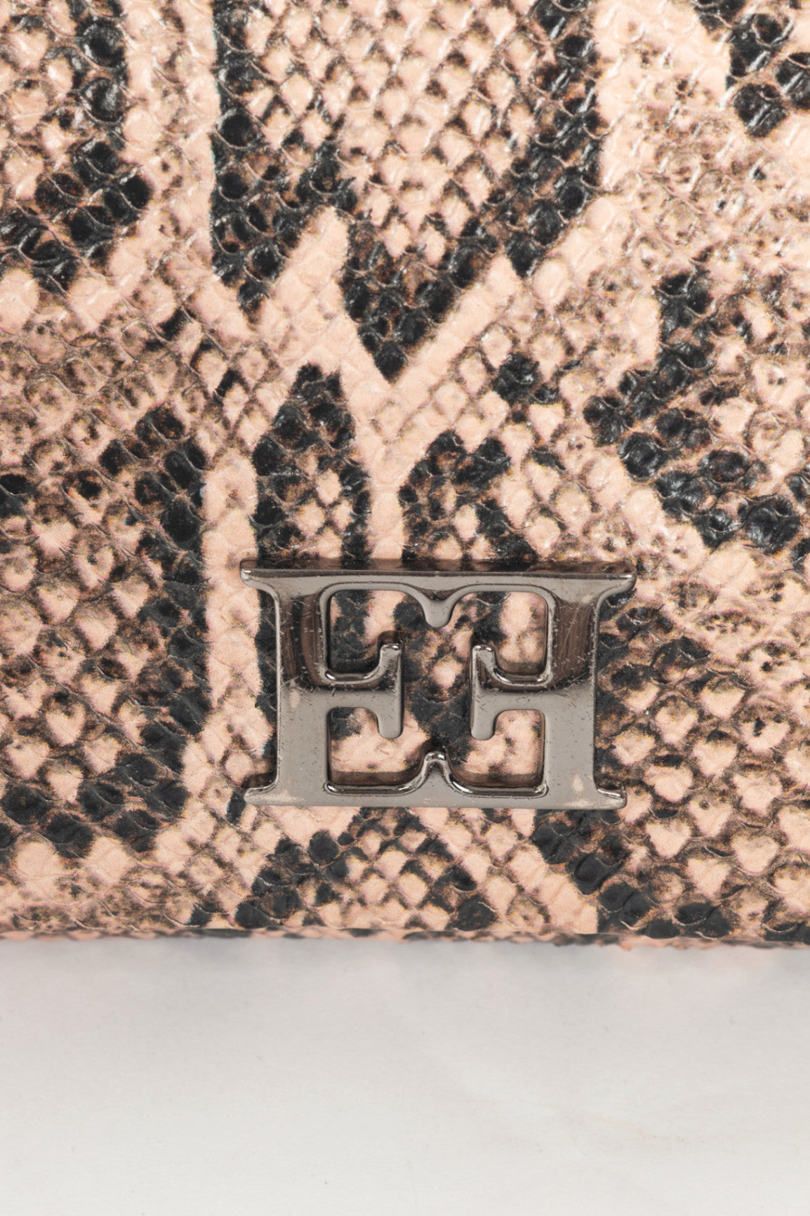 Escada PF15 Pink Snake-Embossed Flap Shoulder Bag