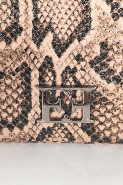 Escada PF15 Pink Snake-Embossed Flap Shoulder Bag