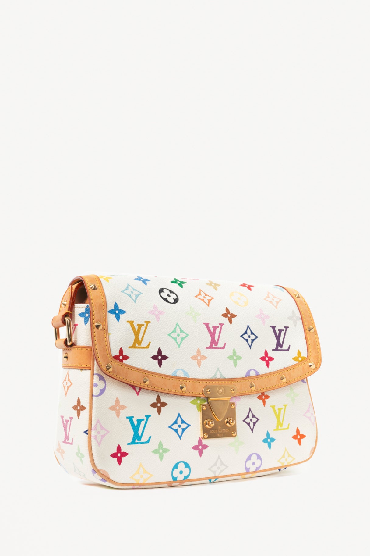 Louis Vuitton Sologne White Multicolore Monogram Studded Crossbody