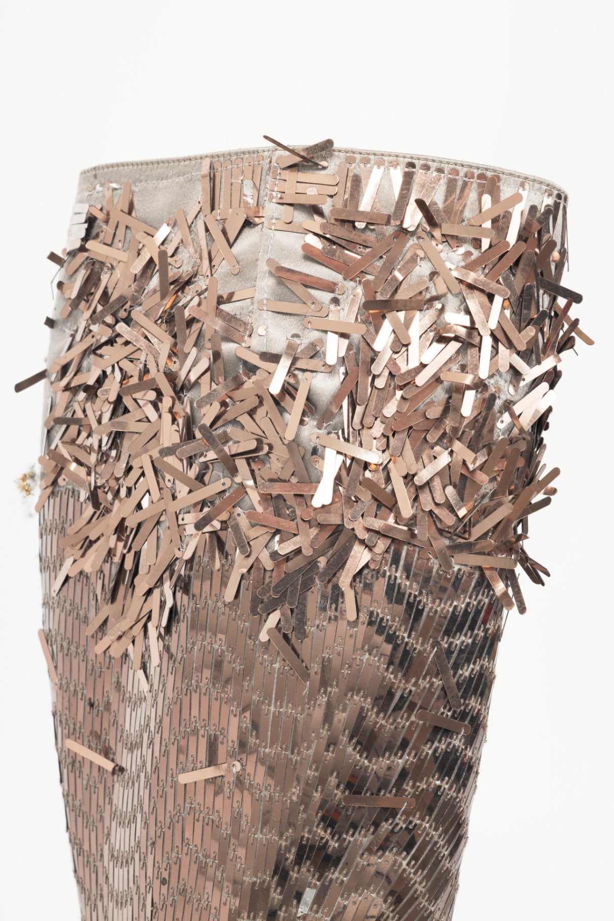 Renee Caovilla Brown Sequin & Leather Knee-High Boots