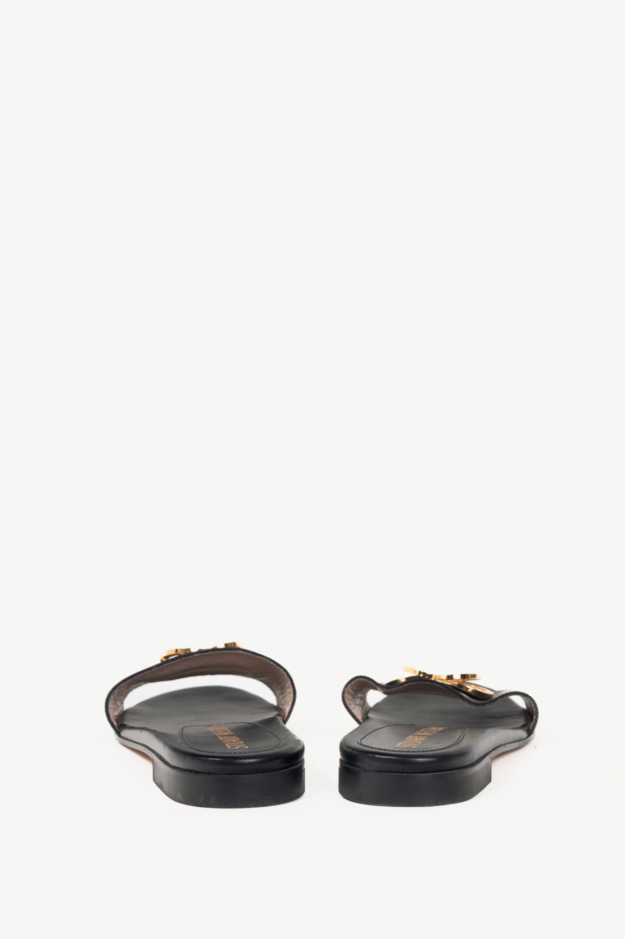 Stuart Weitzman Caicos Black Leather Slide Sandals
