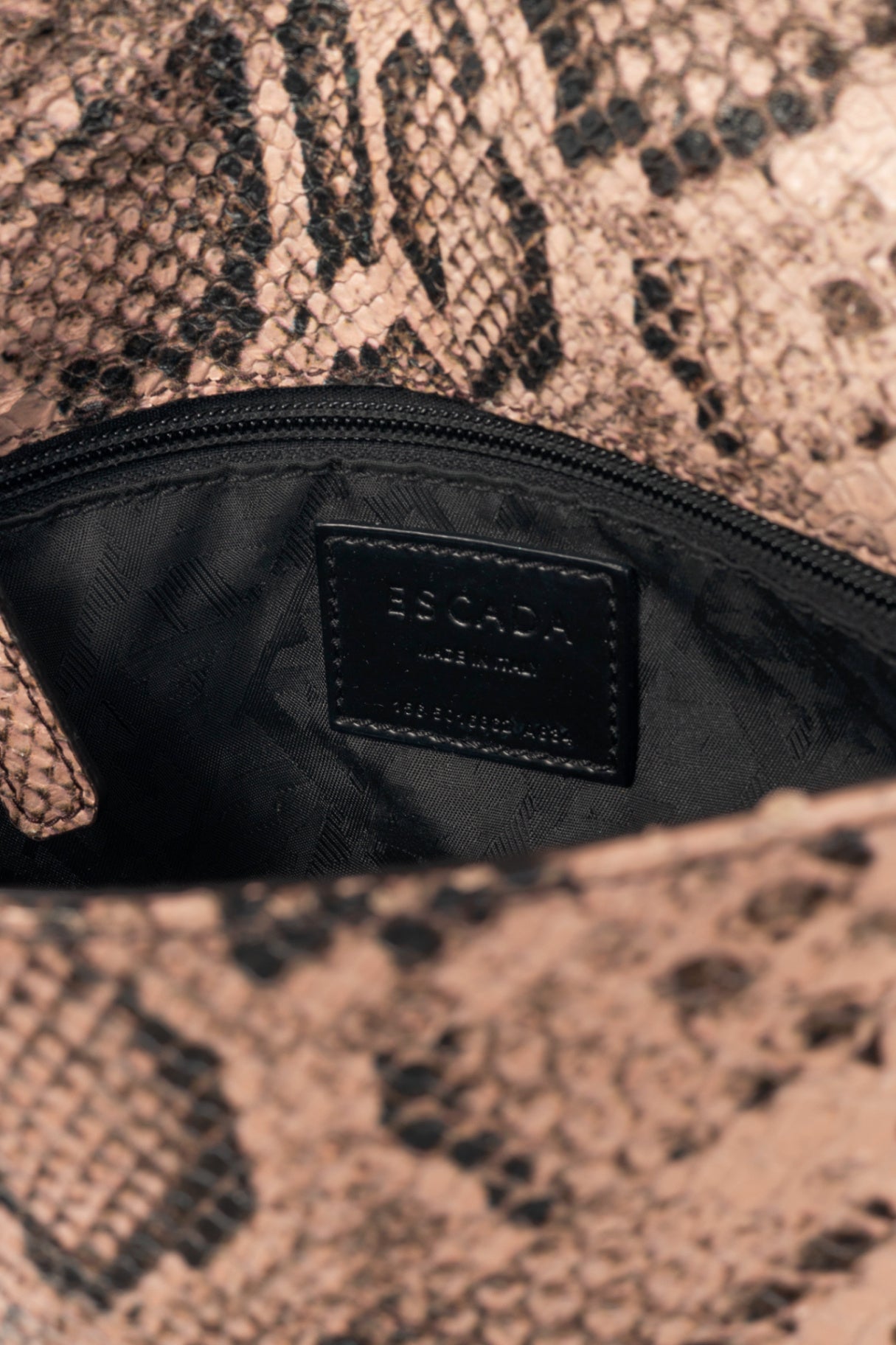 Escada PF15 Pink Snake-Embossed Flap Shoulder Bag