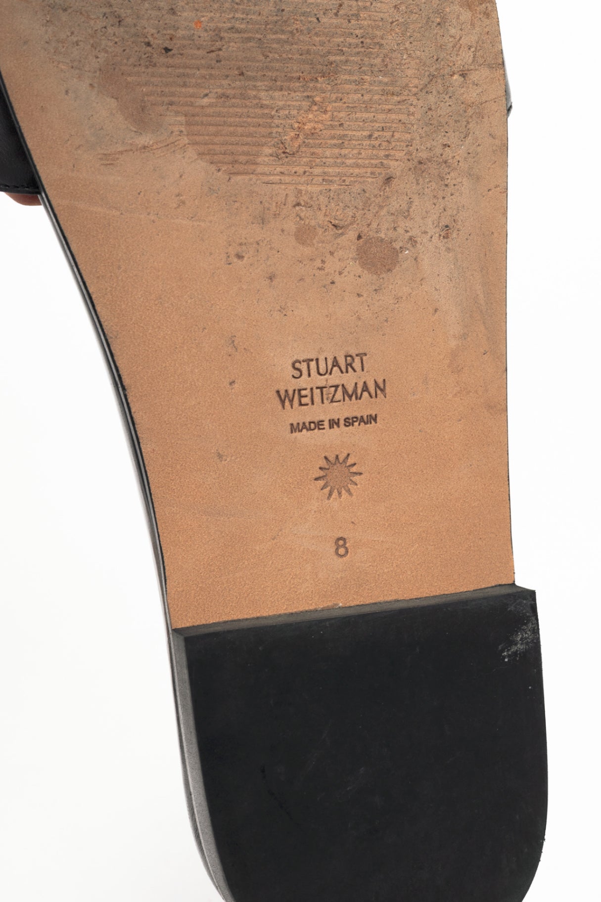 Stuart Weitzman Caicos Black Leather Slide Sandals