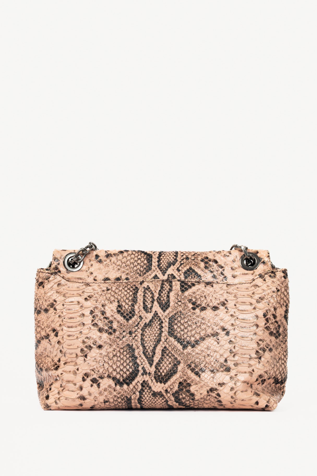 Escada PF15 Pink Snake-Embossed Flap Shoulder Bag