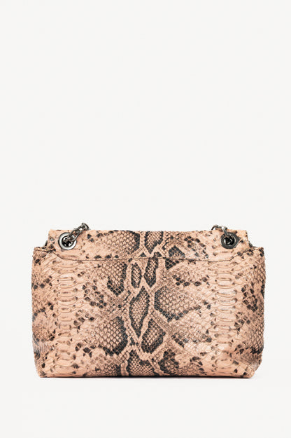 Escada PF15 Pink Snake-Embossed Flap Shoulder Bag