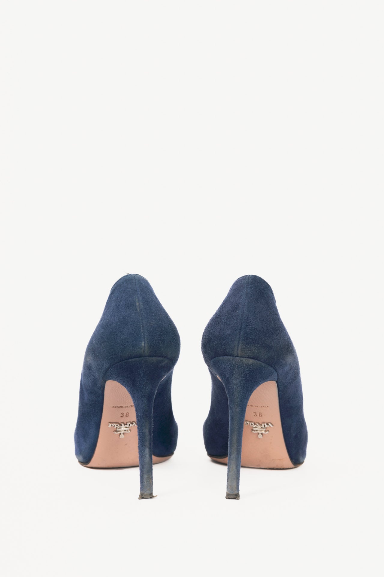 Prada Blue Suede Pointed-Toe Pumps