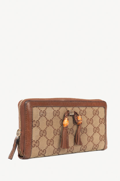 Gucci Beige GG Canvas Bamboo-Bow Wallet