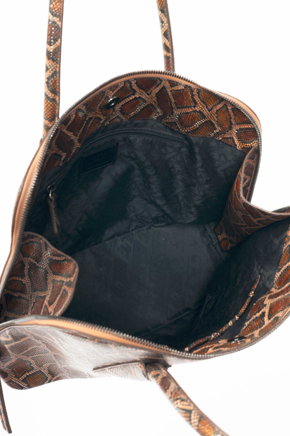 Escada Brown Snake-Embossed Leather Dome Tote