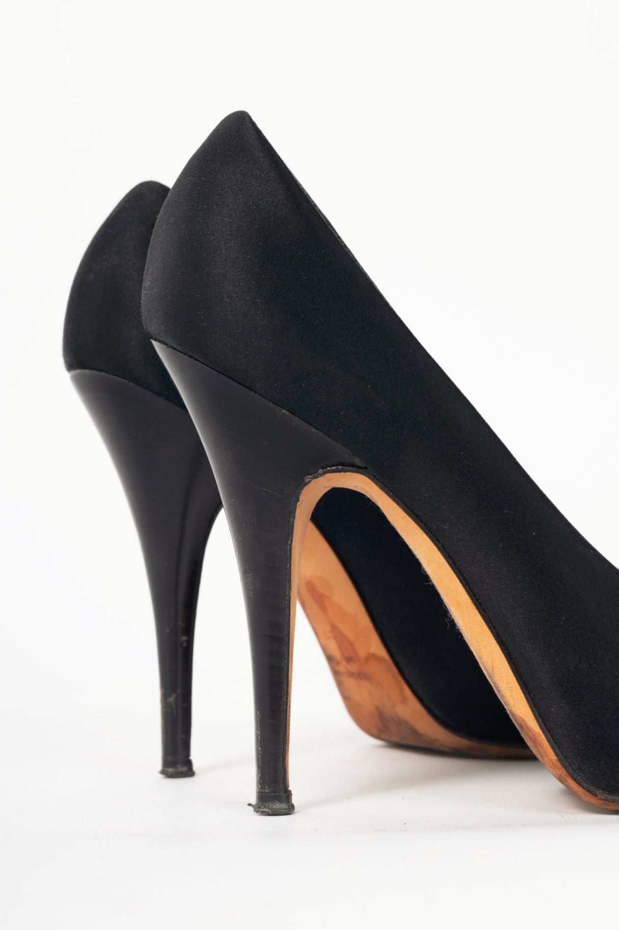 Giuseppe Zanotti Black Satin Embellished Peep-Toe Pumps