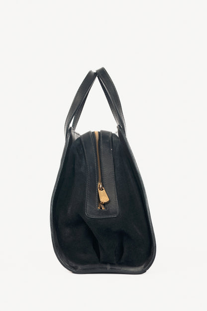 Nora Lozza Black Snake-Embossed Striped Tote
