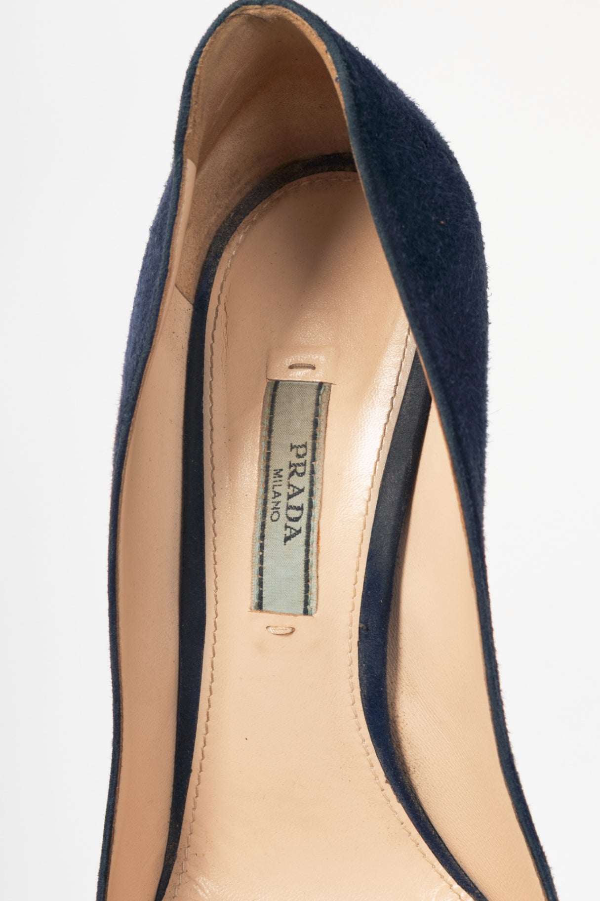 Prada Blue Suede Pointed-Toe Pumps