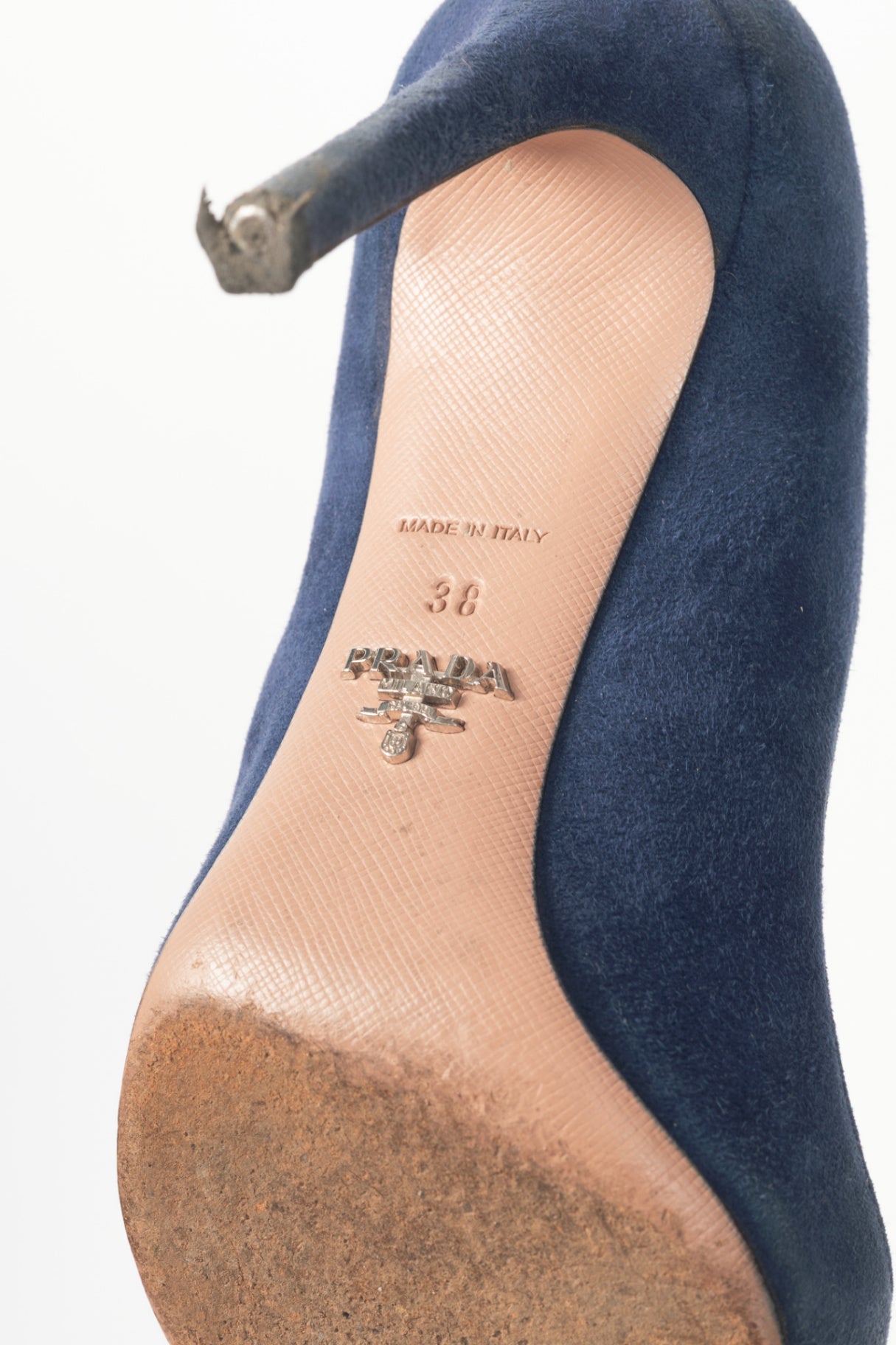 Prada Blue Suede Pointed-Toe Pumps