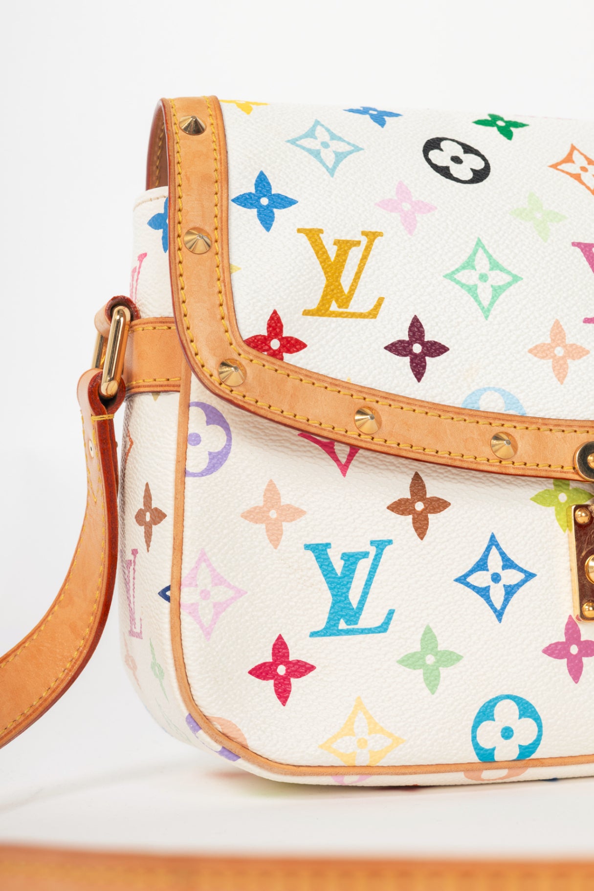 Louis Vuitton Sologne White Multicolore Monogram Studded Crossbody