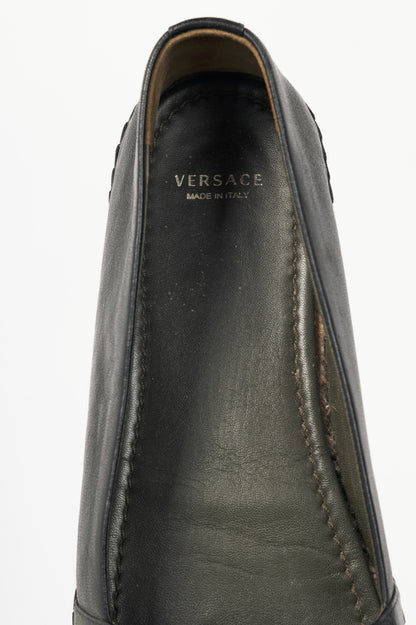 Versace Black Leather Medusa Espadrilles