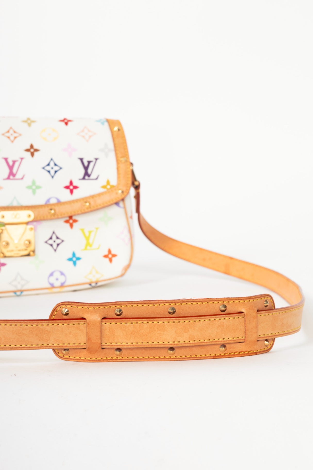 Louis Vuitton Sologne White Multicolore Monogram Studded Crossbody
