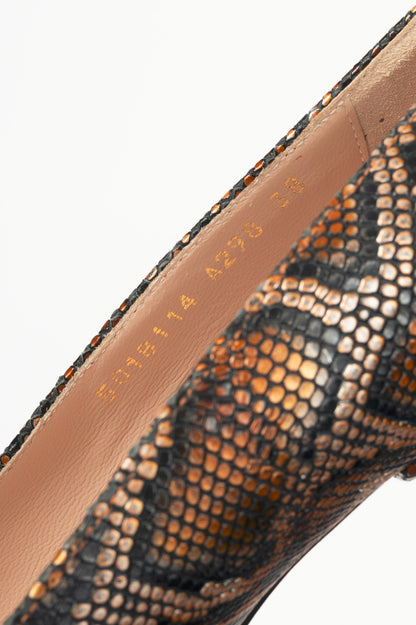Escada AW15 Runway Brown Snake-Embossed Pointed-Toe Pumps