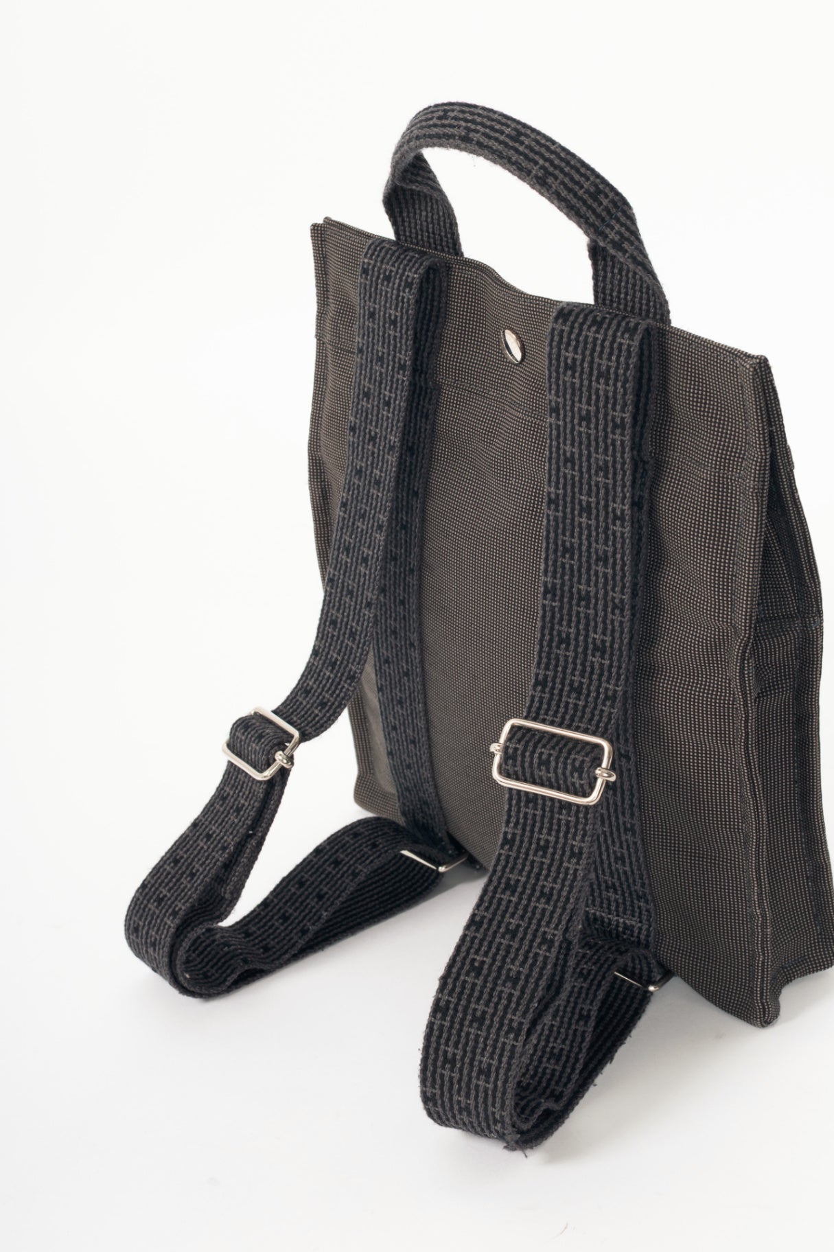 Hermes Herline Graphite Canvas H-Tape Backpack