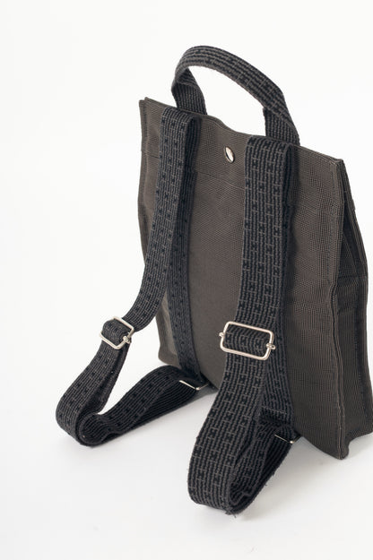 Hermes Herline Graphite Canvas H-Tape Backpack