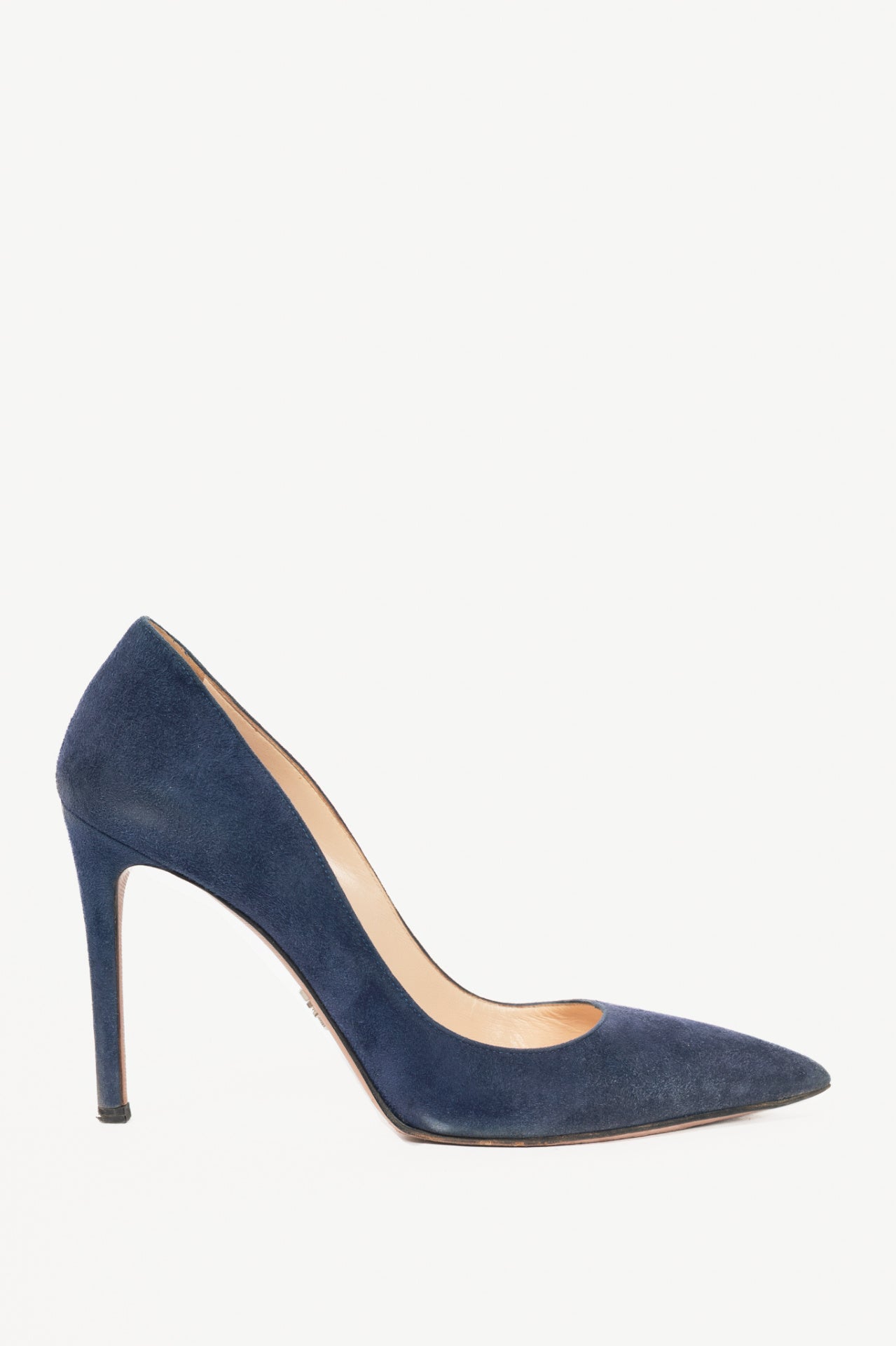 Prada Blue Suede Pointed-Toe Pumps
