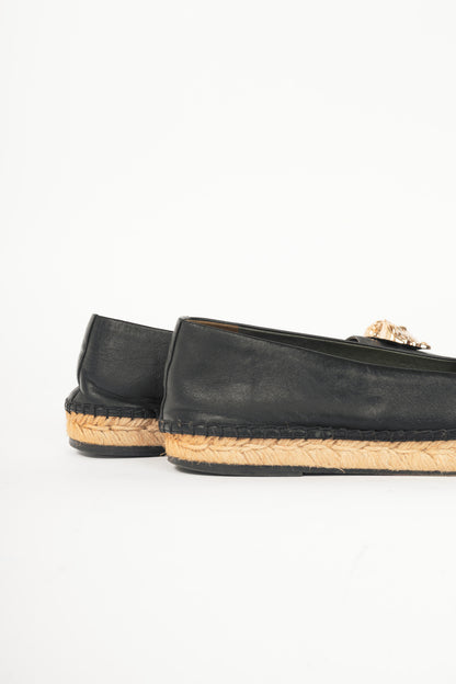 Versace Black Leather Medusa Espadrilles