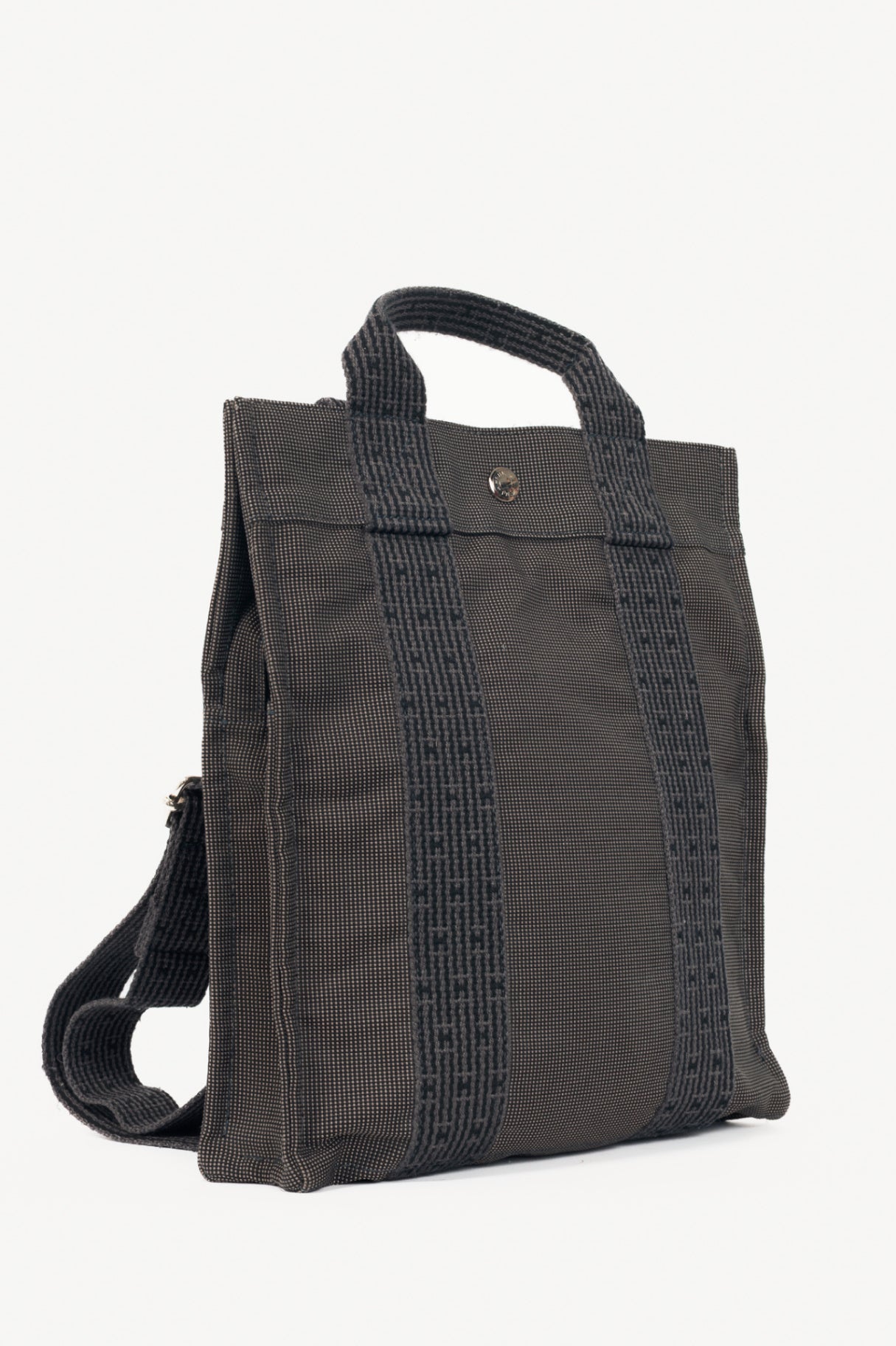 Hermes Herline Graphite Canvas H-Tape Backpack