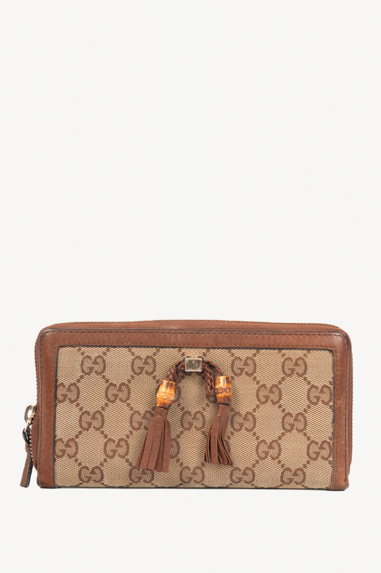 Gucci Beige GG Canvas Bamboo-Bow Wallet