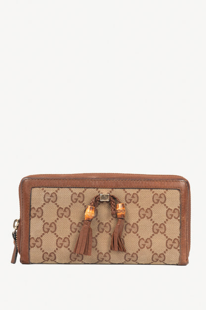 Gucci Beige GG Canvas Bamboo-Bow Wallet