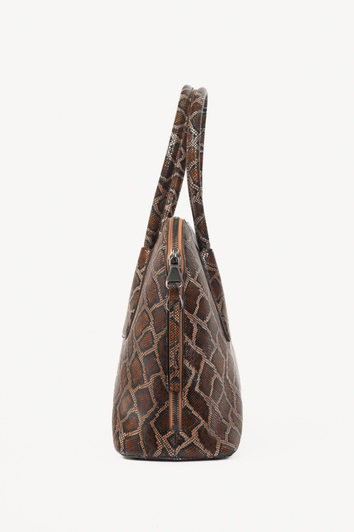 Escada Brown Snake-Embossed Leather Dome Tote