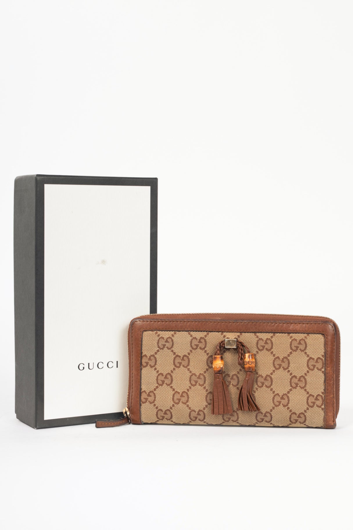 Gucci Beige GG Canvas Bamboo-Bow Wallet