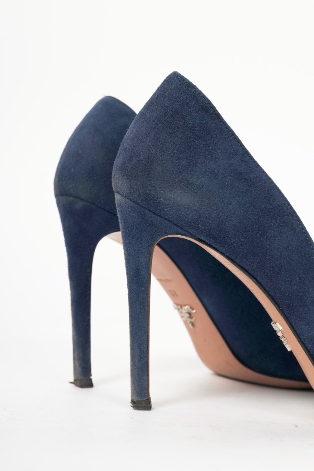 Prada Blue Suede Pointed-Toe Pumps