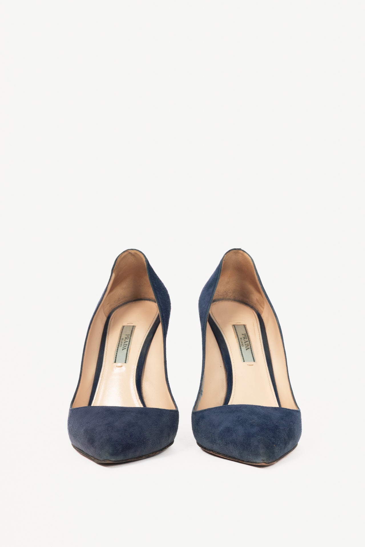 Prada Blue Suede Pointed-Toe Pumps