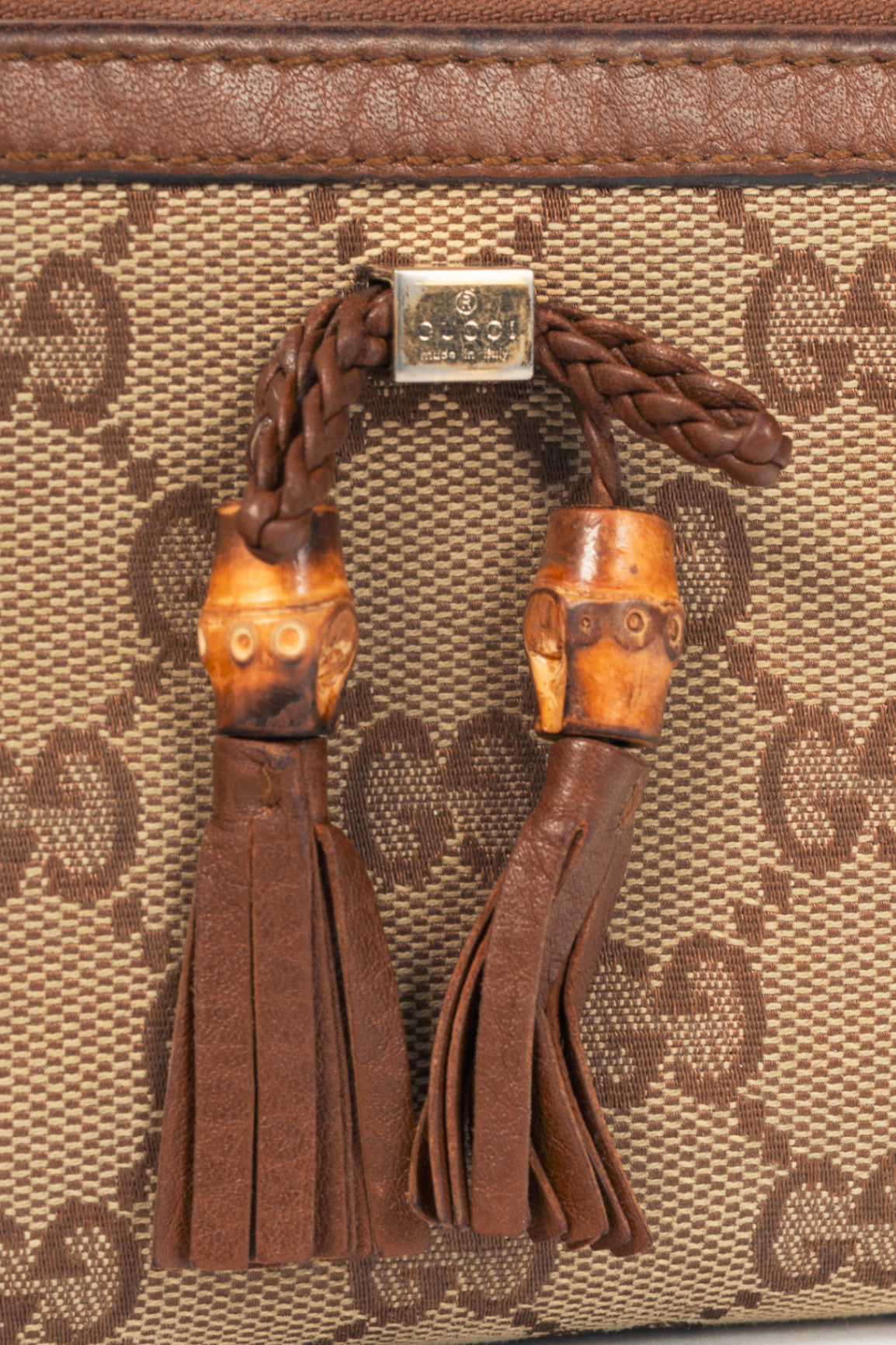 Gucci Beige GG Canvas Bamboo-Bow Wallet