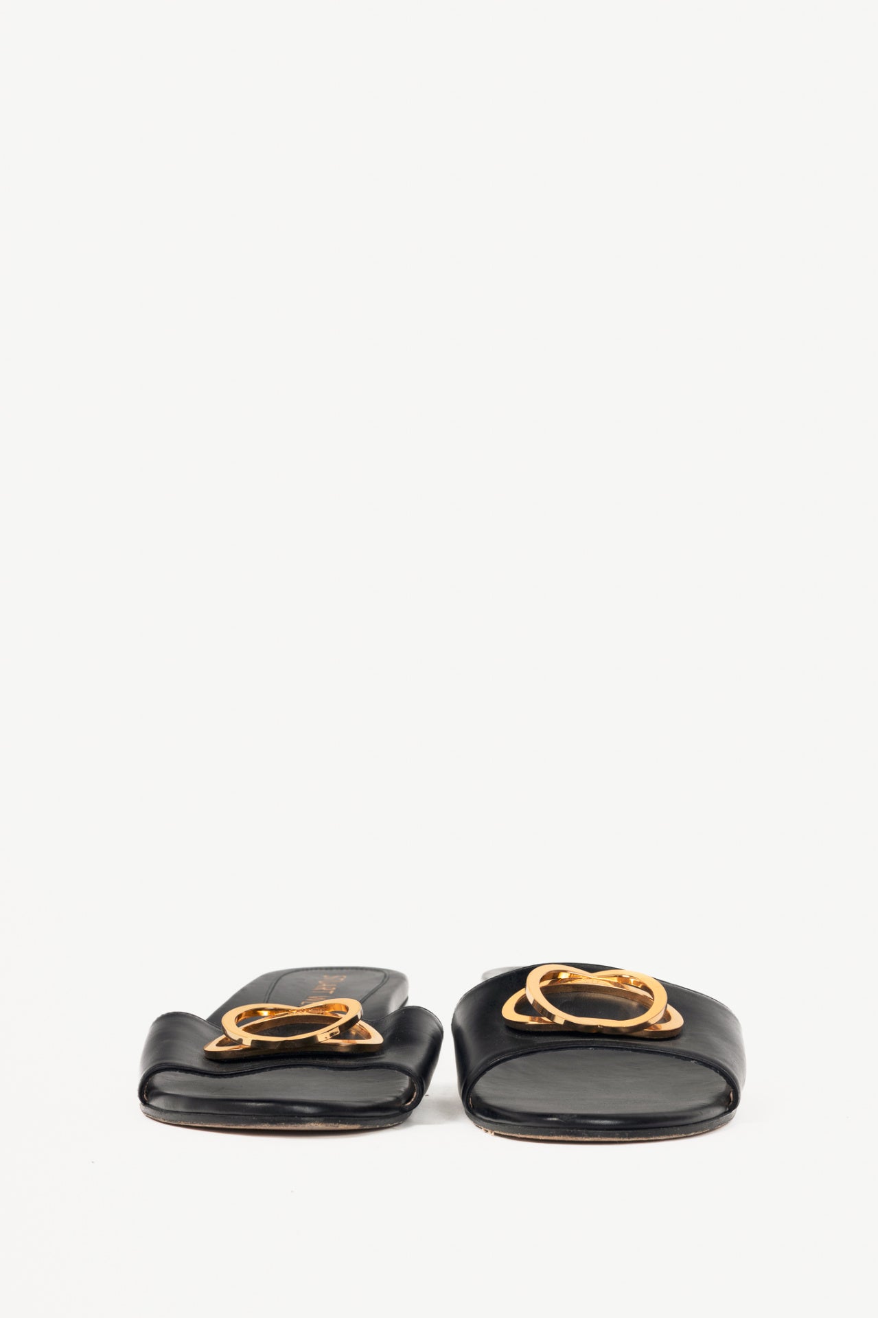Stuart Weitzman Caicos Black Leather Slide Sandals