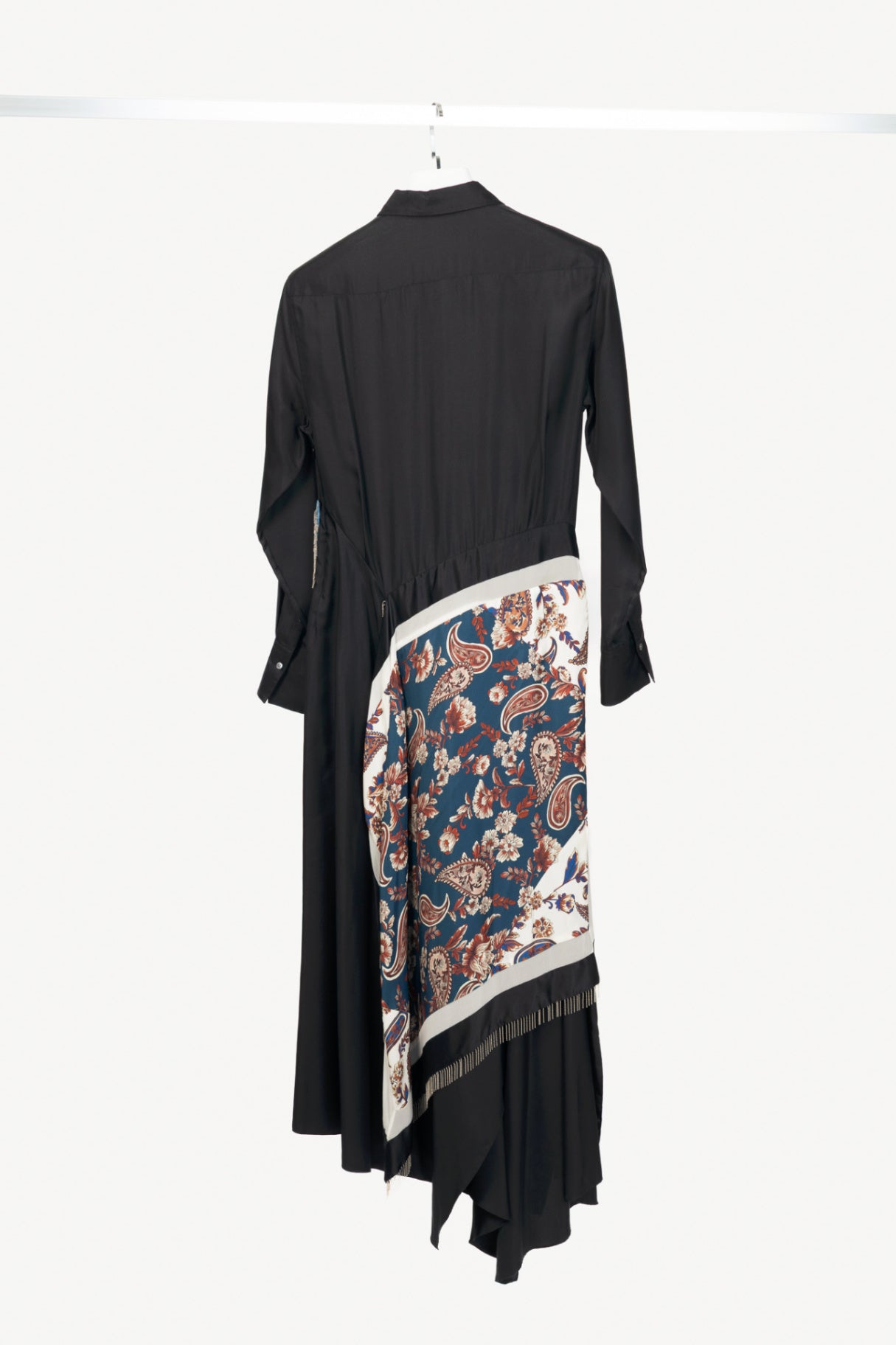 3.1 Phillip Lim Black Silk-Satin Patchwork Shirt Dress