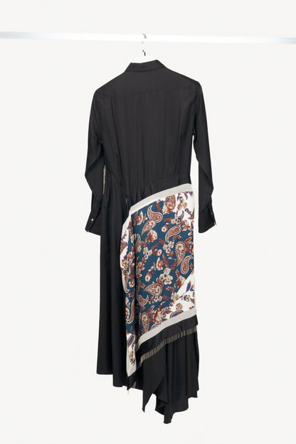 3.1 Phillip Lim Black Silk-Satin Patchwork Shirt Dress